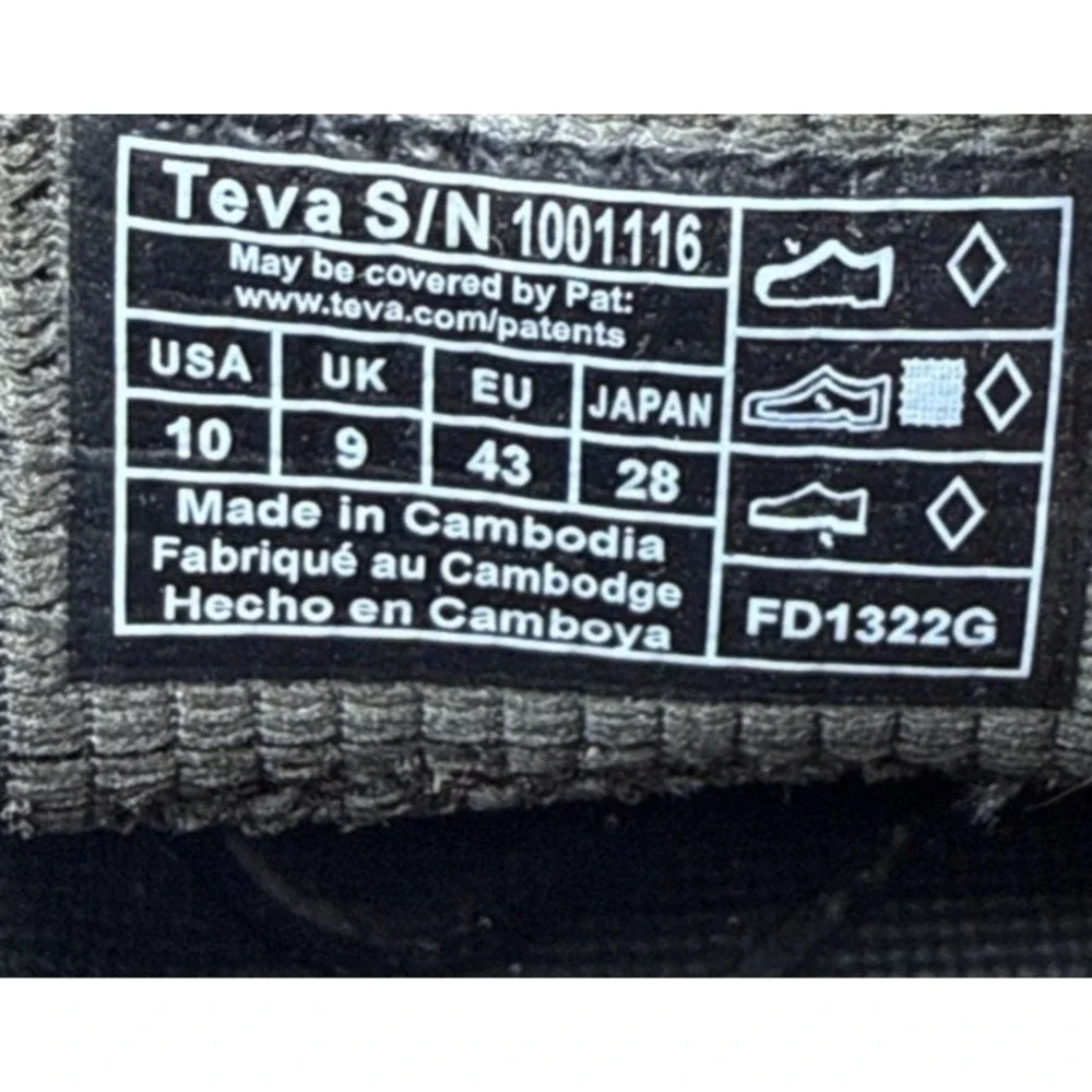 Teva Mens Forebay Mens Size 10 Hiking Water Sandals Hook And Loop